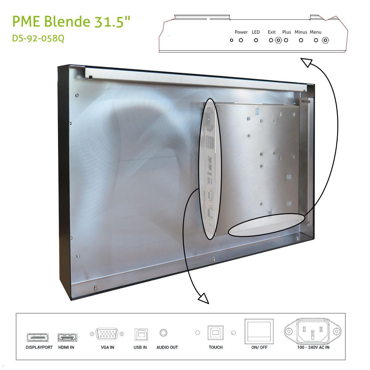 Distec BLO-Line A1 Brandschutz Monitor 31.5 Zoll PME Blende quer (DS-92-058Q) Anschlüsse