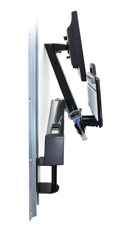 Ergotron StyleView Sit-Stand Combo Monitor Tastatur Wandhalterung (45-266-026), wegklappbar