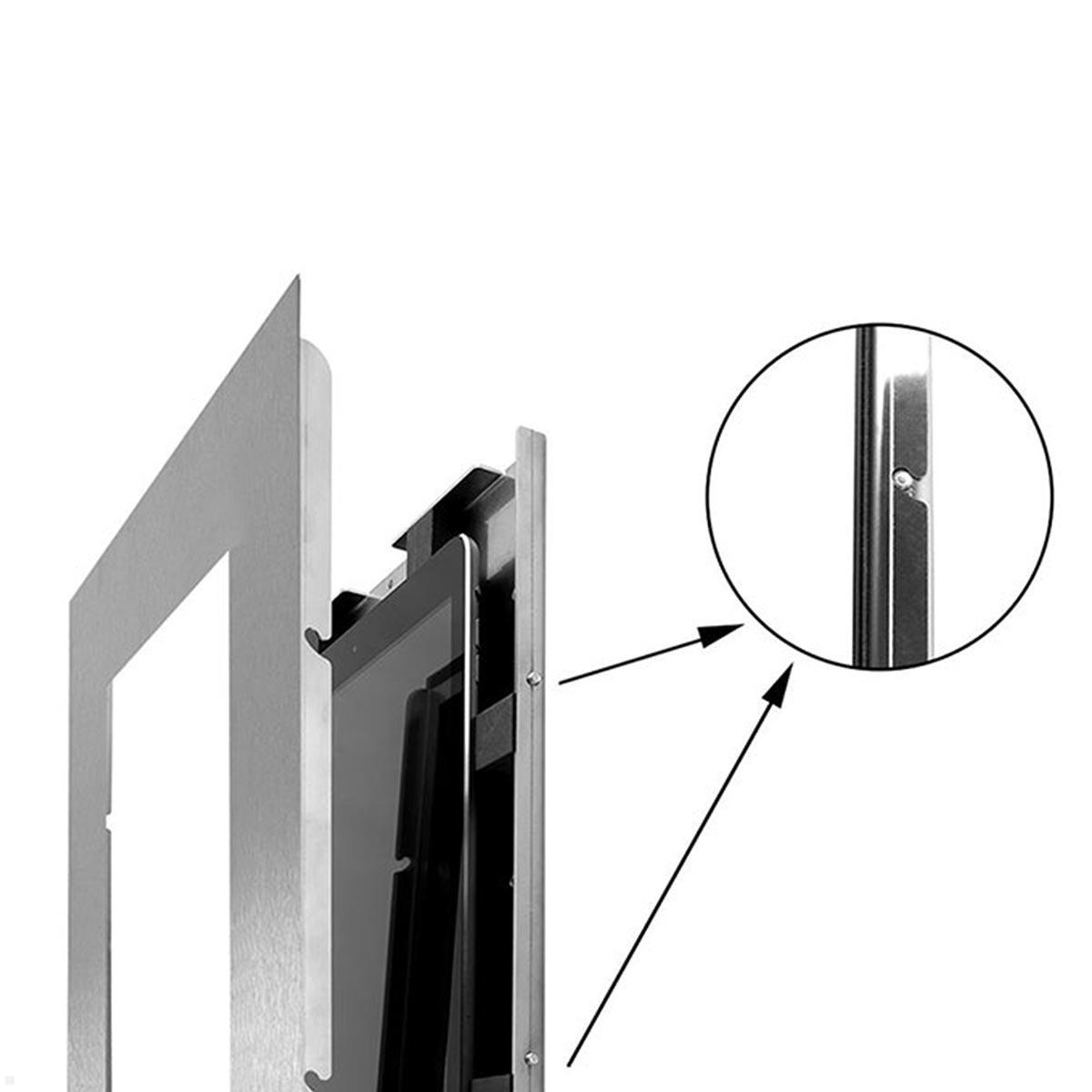 TabLines TWE110E Tablet Wandeinbau für Samsung Tab S9 11.0, Edelstahl, Einhängen des Frontrahmens
