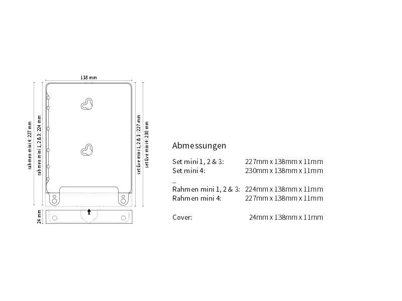 Basalte Tablet Wandhalter für iPad Mini 4, rund , silber Zeichnung