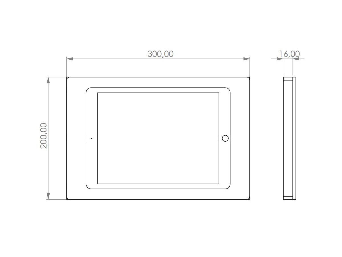 TabLines TWH022B Tablet Wandhalterung für Apple iPad Pro 11.0 Zoll, schwarz Maße