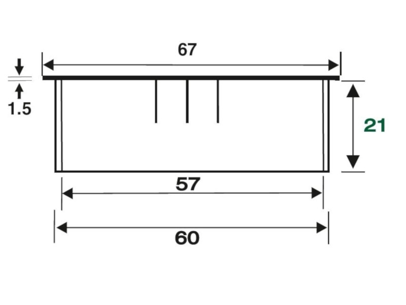 TecLines TKD001CM Kabeldurchführung Tisch 60x21mm, Chrom matt Maße