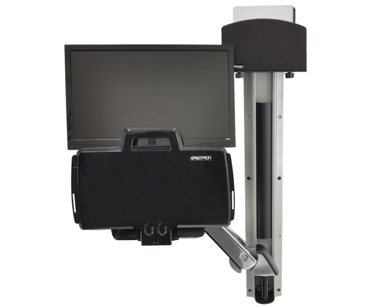 Ergotron StyleView Sit-Stand Combo Wandhalterung mit PC Halter klein (45-273-026) silber/schwarz