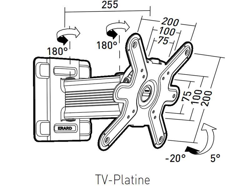 Erard CLIFF 200TW90 bewegliche Monitor Wandhalterung Gelenke