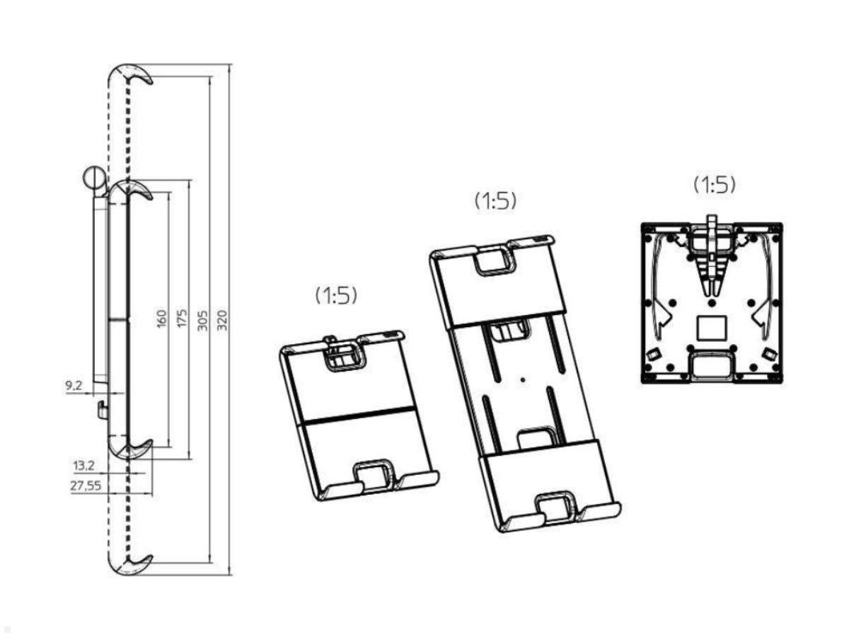 Novus MY tab arm 2.0 C Tablet Halterung mit Tischklemme (910+4019+000, Maße Zeichnung my Tab