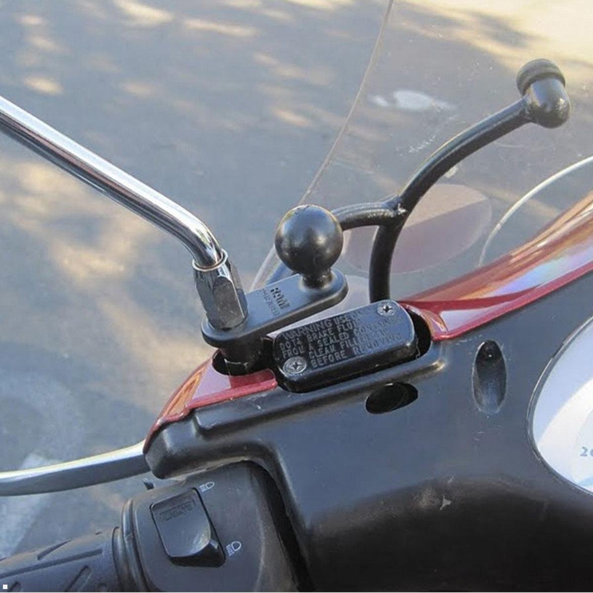 RAM Mounts Motorrad Befestigung 11 mm Bohrung mit B-Kugel (RAM-B-252U), schwarz, Spiegelstange