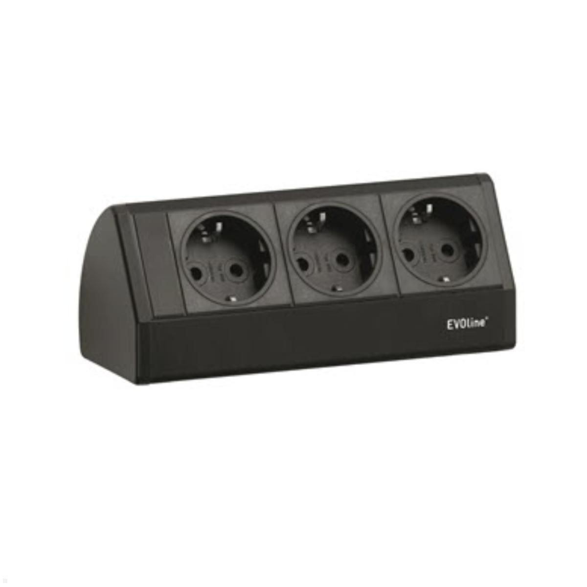 EVOline Dock small 3-fach Steckdose ohne Zwinge, schwarz