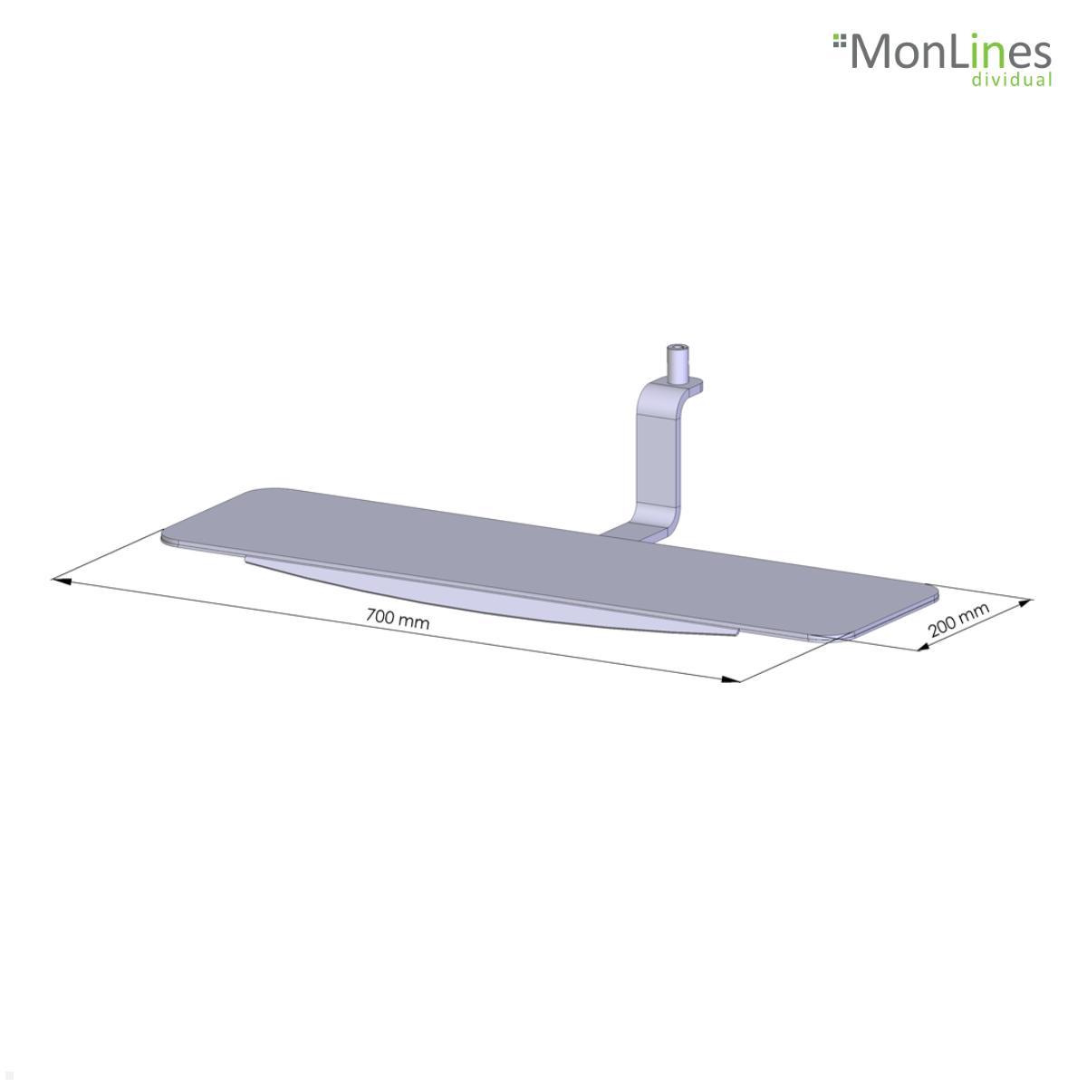 MonLines MTB003G Tastaturablage für TFT Monitorhalter 700mm, grau technische Zeichnung