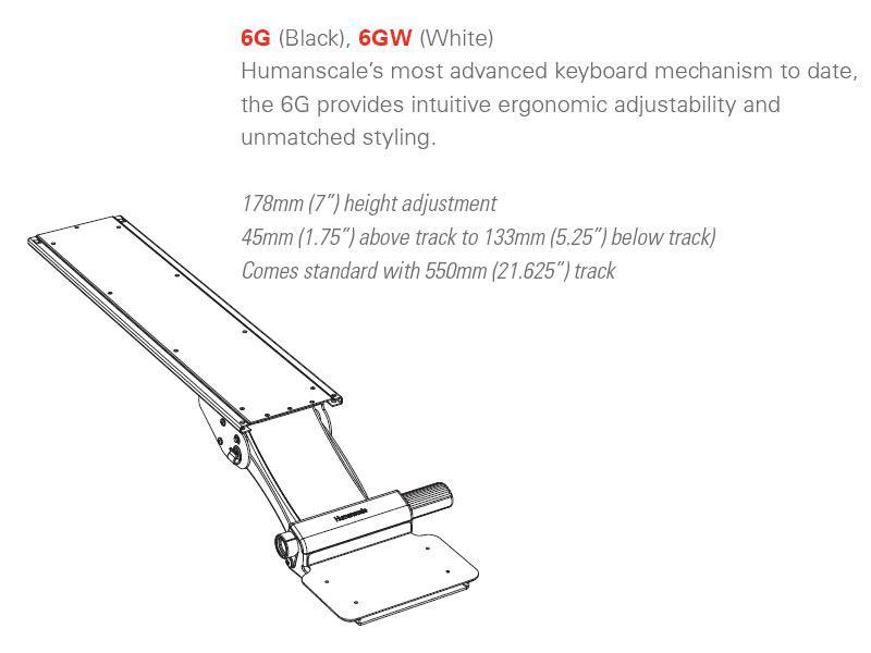 Humanscale 6G Untertisch-Tastaturhalterung, Maße