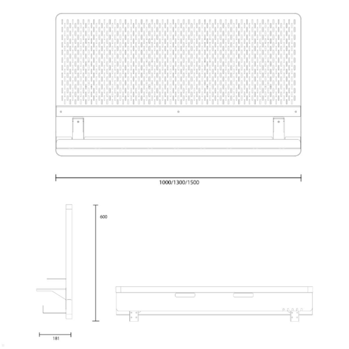 APTO Adaptboard Schreibtisch Rückwand / Trennwand 1500mm, schwarz Maße