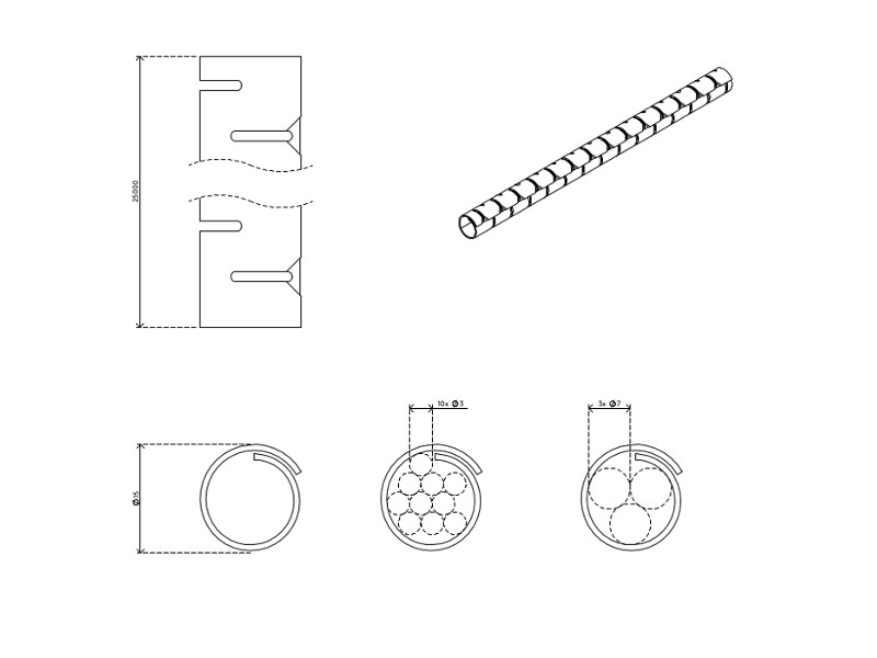 Dataflex Addit 33.711 Kabelschlucker ø15 mm/25 m Zeichnung