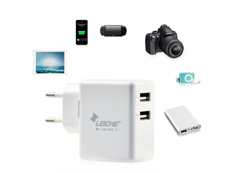 LEICKE Dual USB-Ladegerät für Smartphones, Tablet etc. universal Adapter