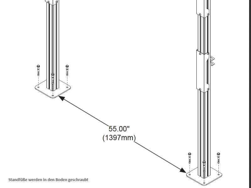 peerless Modulare Videowand-Standhalterung DS-S555-3X2 im Boden verankern