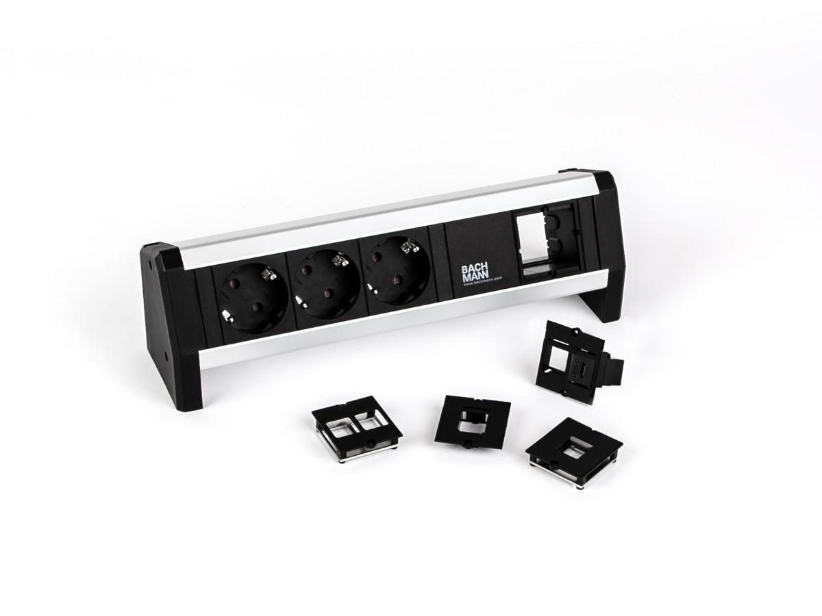 TecLines TKM003B USB-C 3.1 Keystone Modul, schwarz Variationen mit Bachmann DESK Steckdoseneinheit