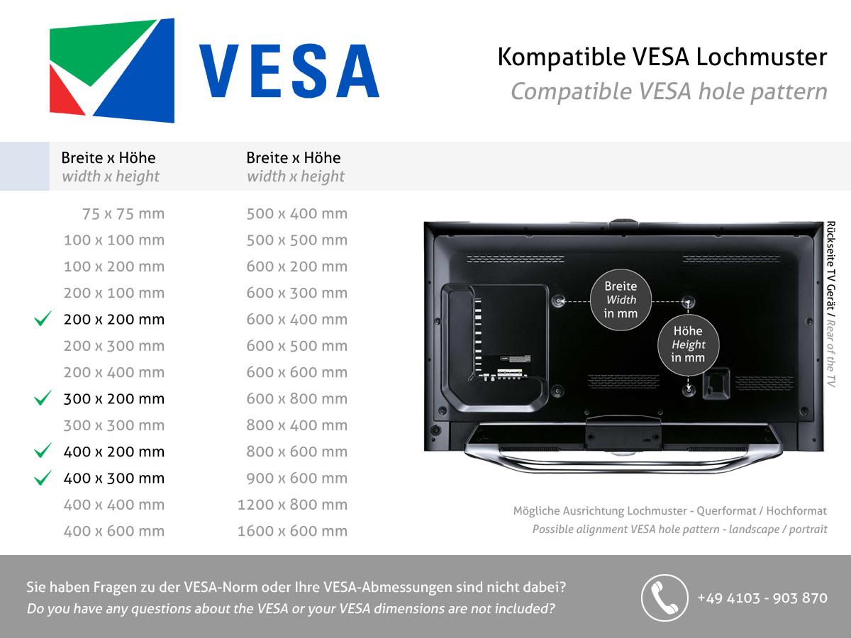 MonLines V011B VESA Adapter LG OLED G6, E6, C6, B6, schwarz VESA Standard