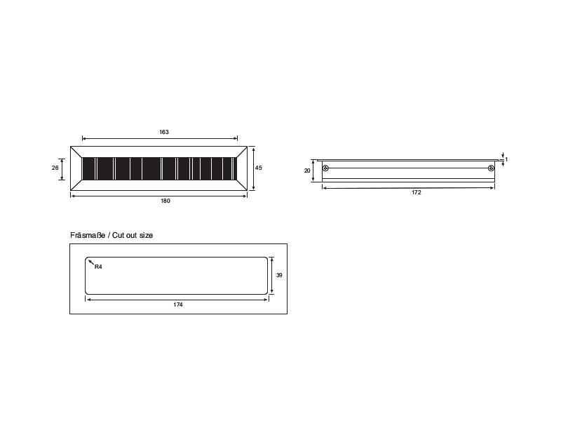 TecLines TKB002G Tisch Kabeldurchlass mit Bürstendichtung, grau technische Zeichnung