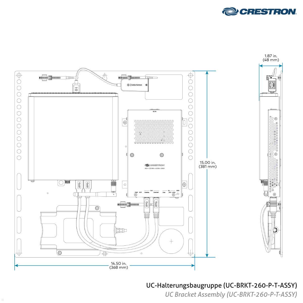 Crestron Flex Advanced Konferenzsystem mit Videobar für kleine MS Teams Räume (UC-BX31-T) technische Zeichnung