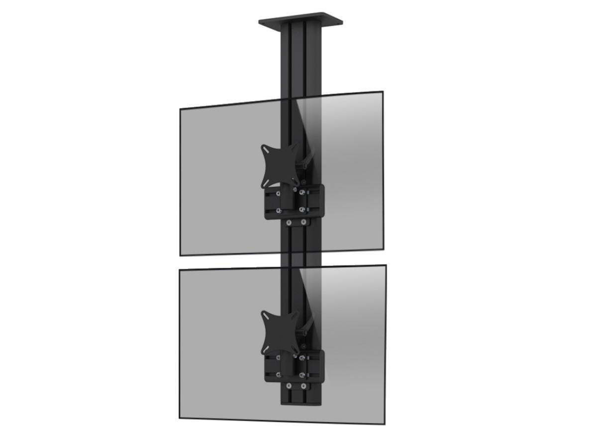 MonLines MDH203B Flat 2-fach vertikal Monitor Deckenhalter Alu 25-30 Zoll, schwarz