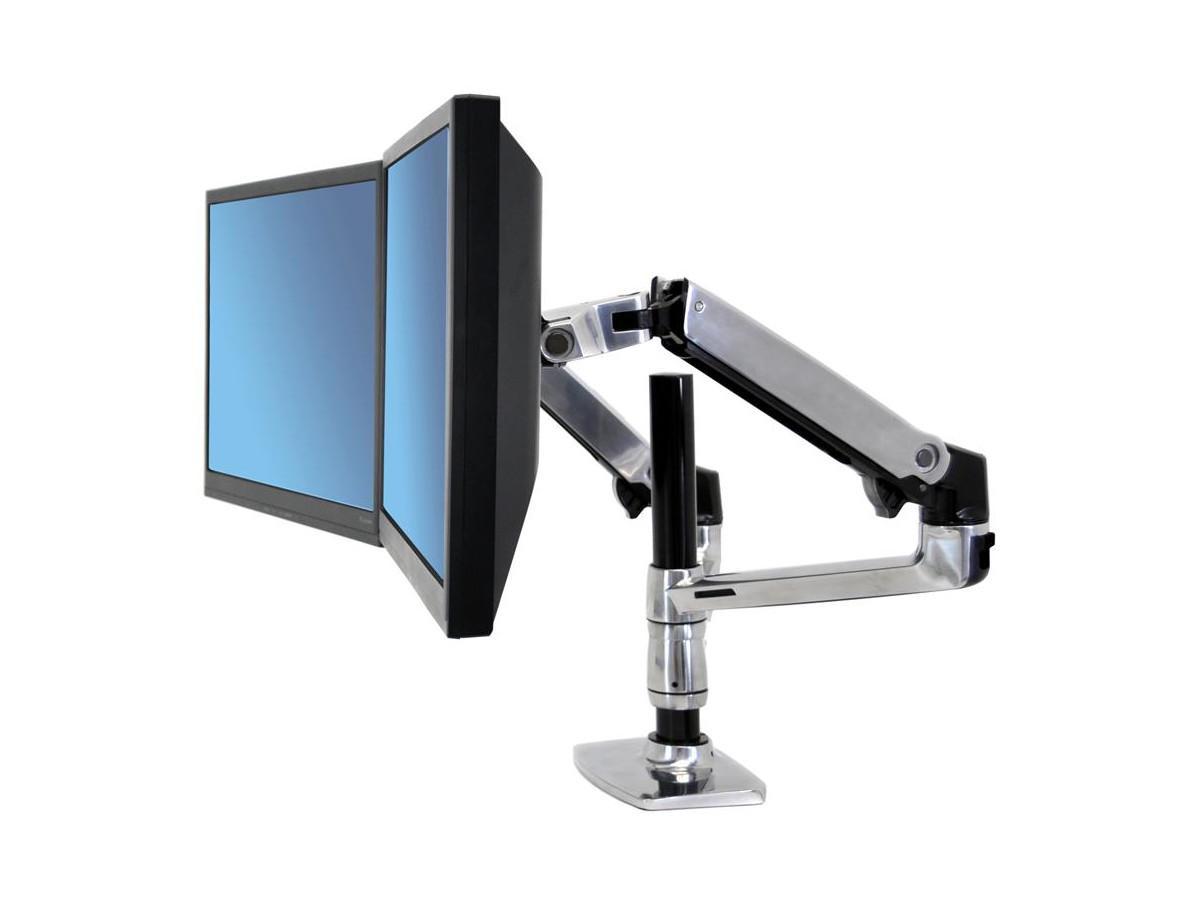 Ergotron LX Dual Tischhalterung 2 Monitore mit Notebookablage (45-248-026) Konfiguration mit 2 Monitore