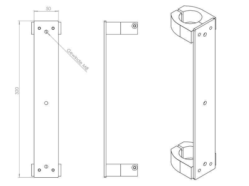 MonLines V024S Adapter für Wall 3245-3345, technische Zeichnung