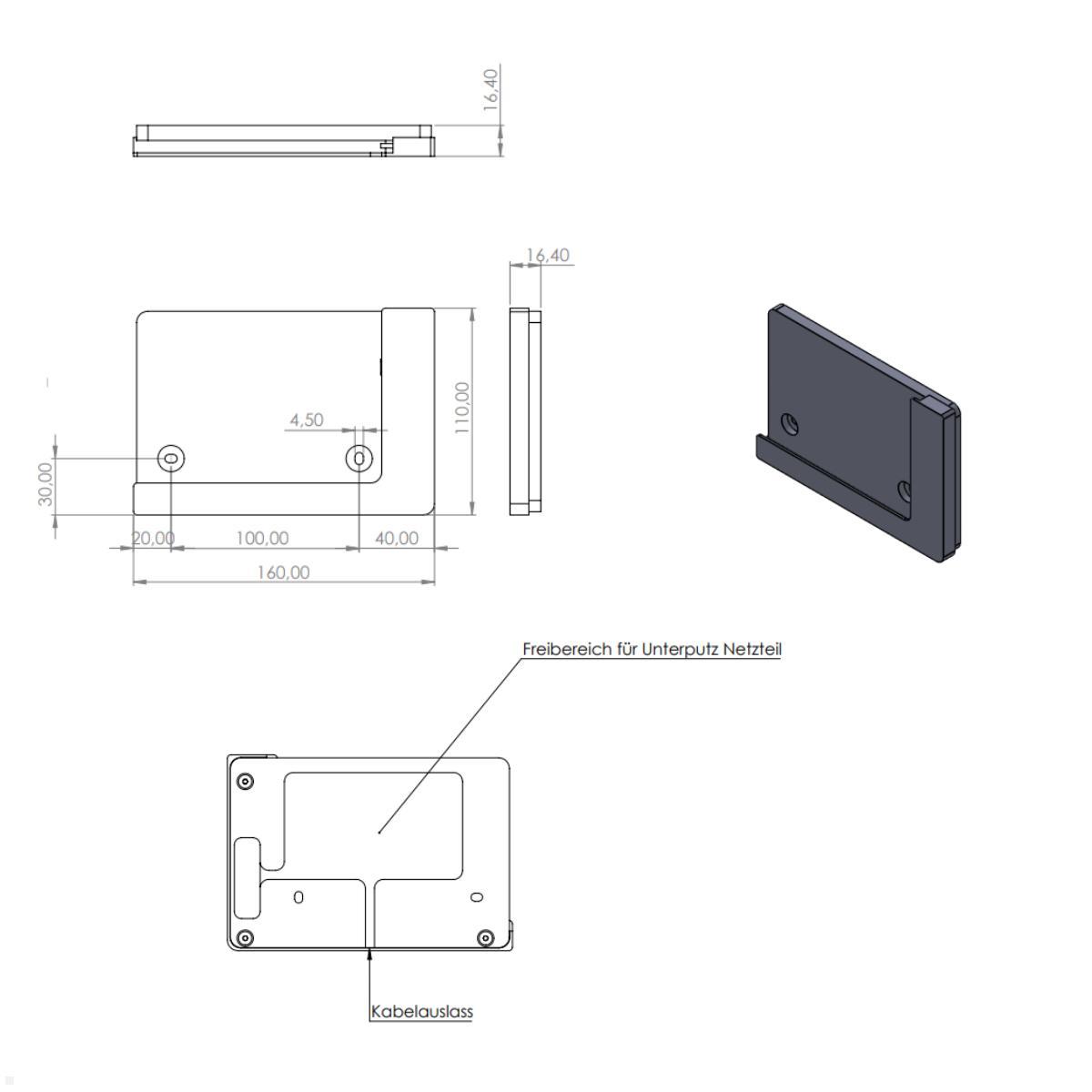 TabLines TWP043B Wandhalterung für Apple iPad Mini 7 (A17 Pro), Skizze 2