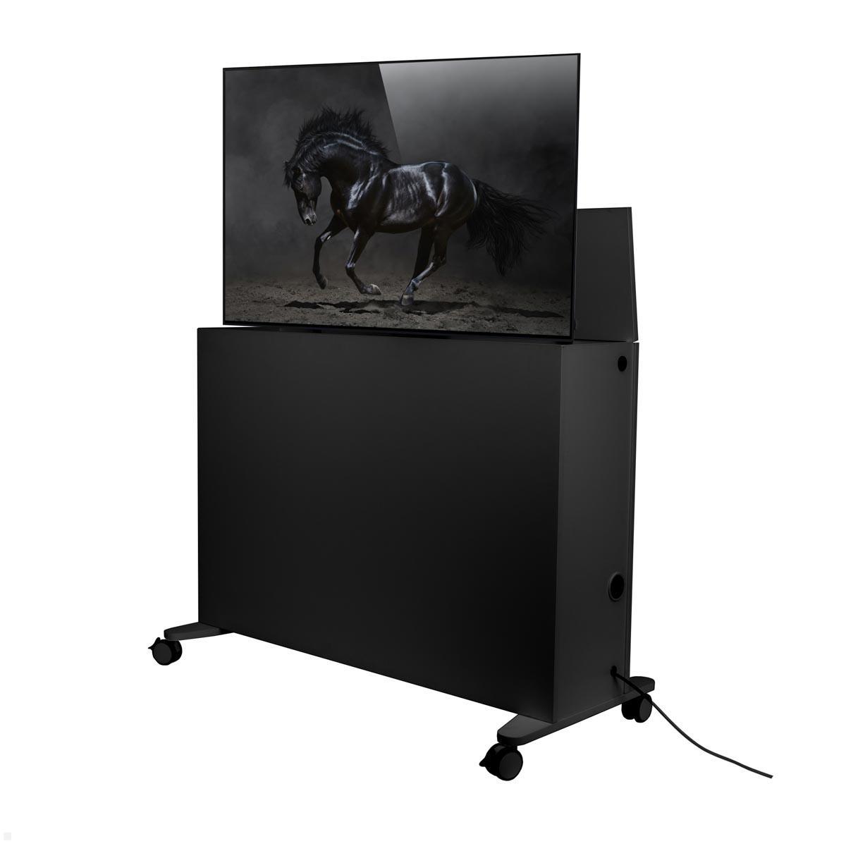 MonLines SIDEB75A mobiles TV Sideboard mit Lift bis 75 Zoll, anthrazit mit Display