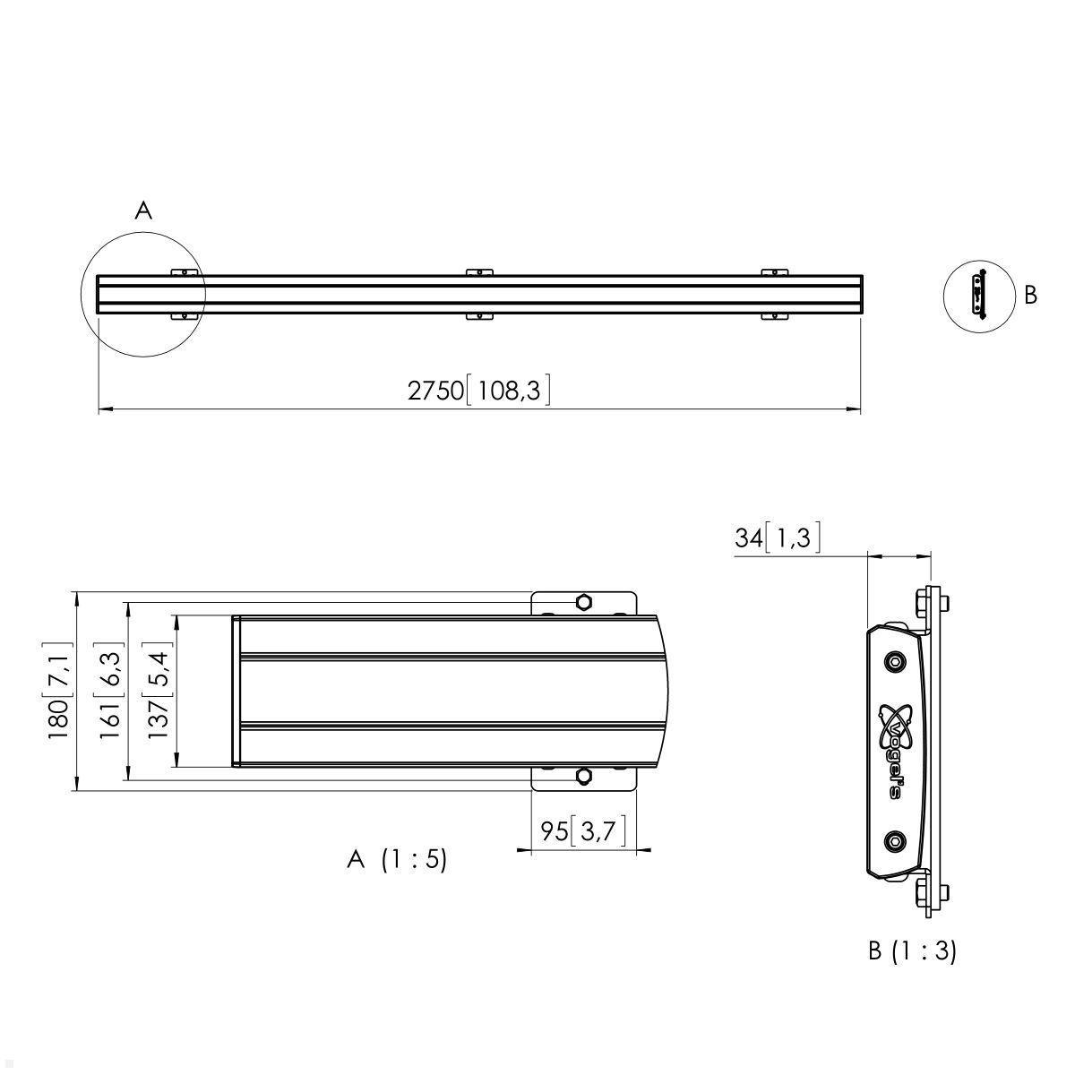 Vogels Connect-it PFB 3427 Adapterbar bis VESA 2700 mm, schwarz, Zeichnung Maße