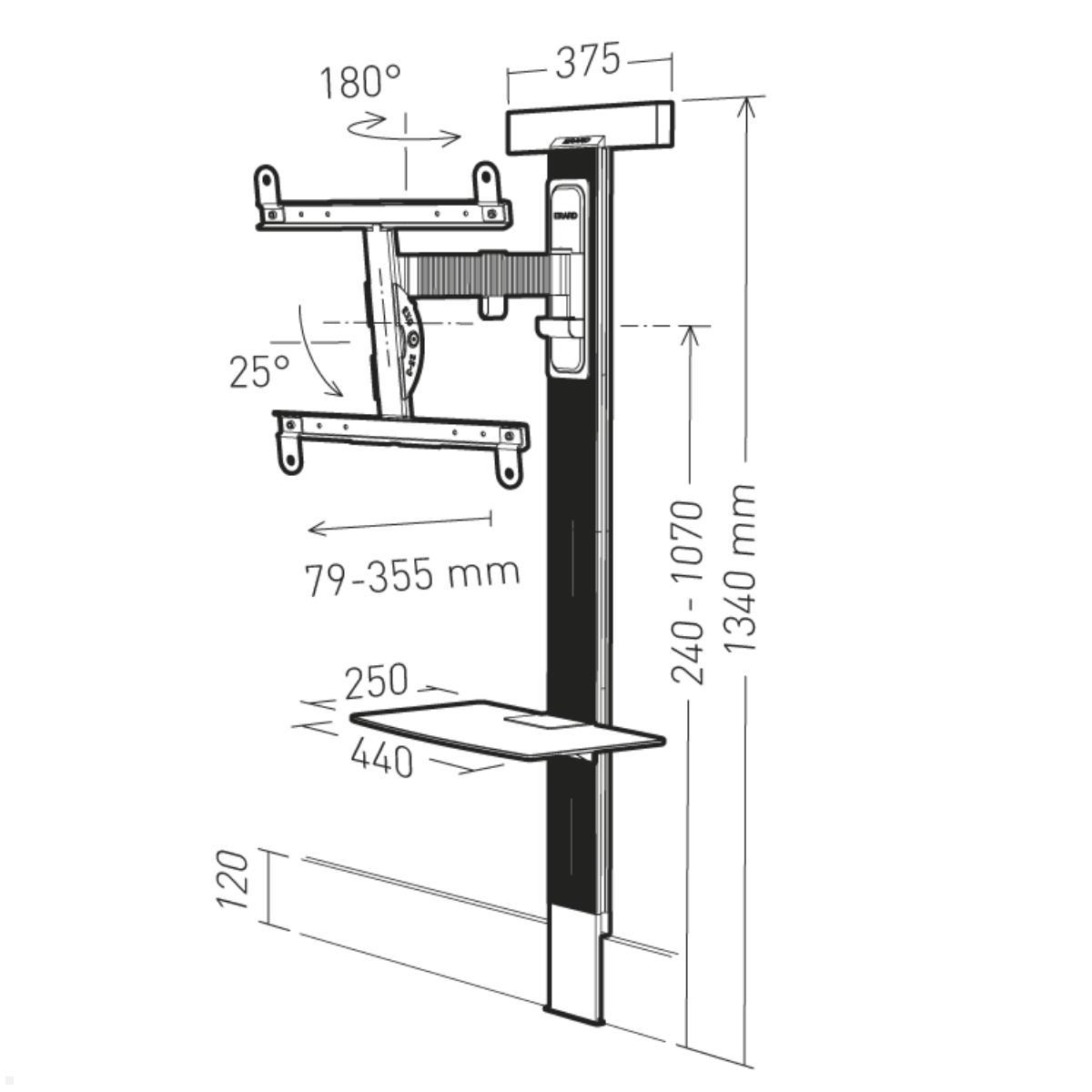 Erard EXOSTAND 400 TV Wandhalterung bis 65 Zoll, Funktionen