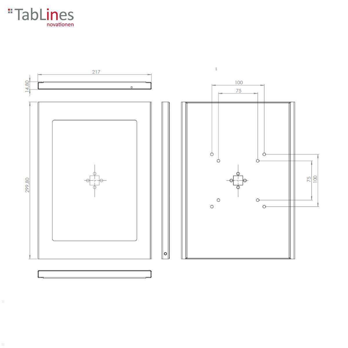 TabLines TSG078S Tablet Schutzgehäuse für Apple iPad Air 4 / 5 10.9, silber, technische Zeichnung