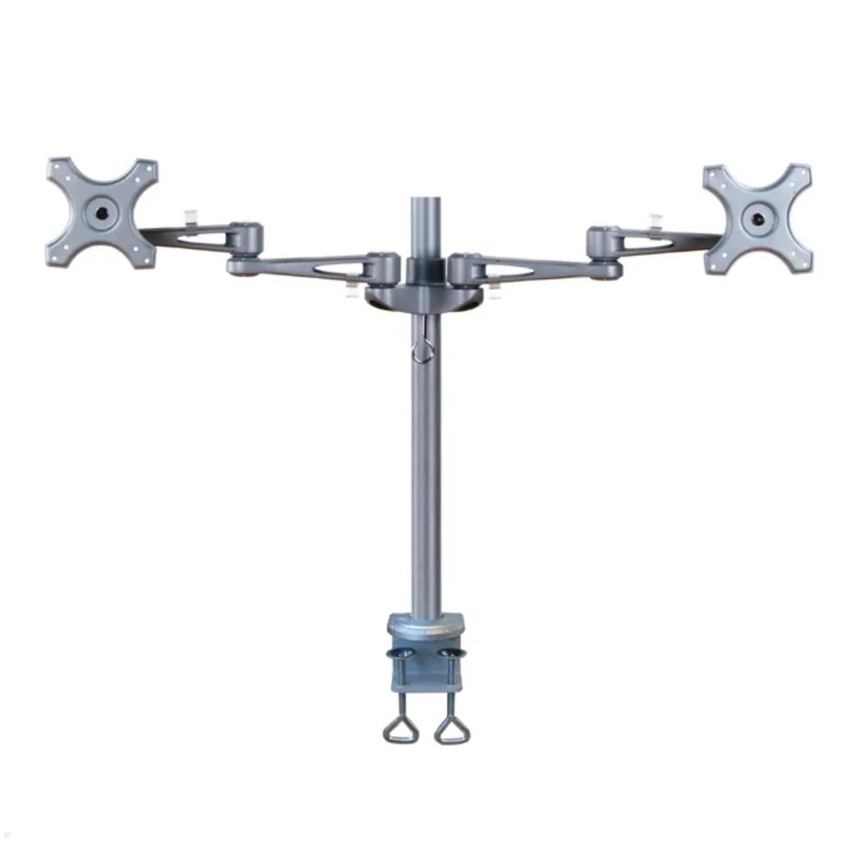 Neomounts FPMA-D935D Doppelmonitorhalterung mit Tischklemme silber, Vorderansicht