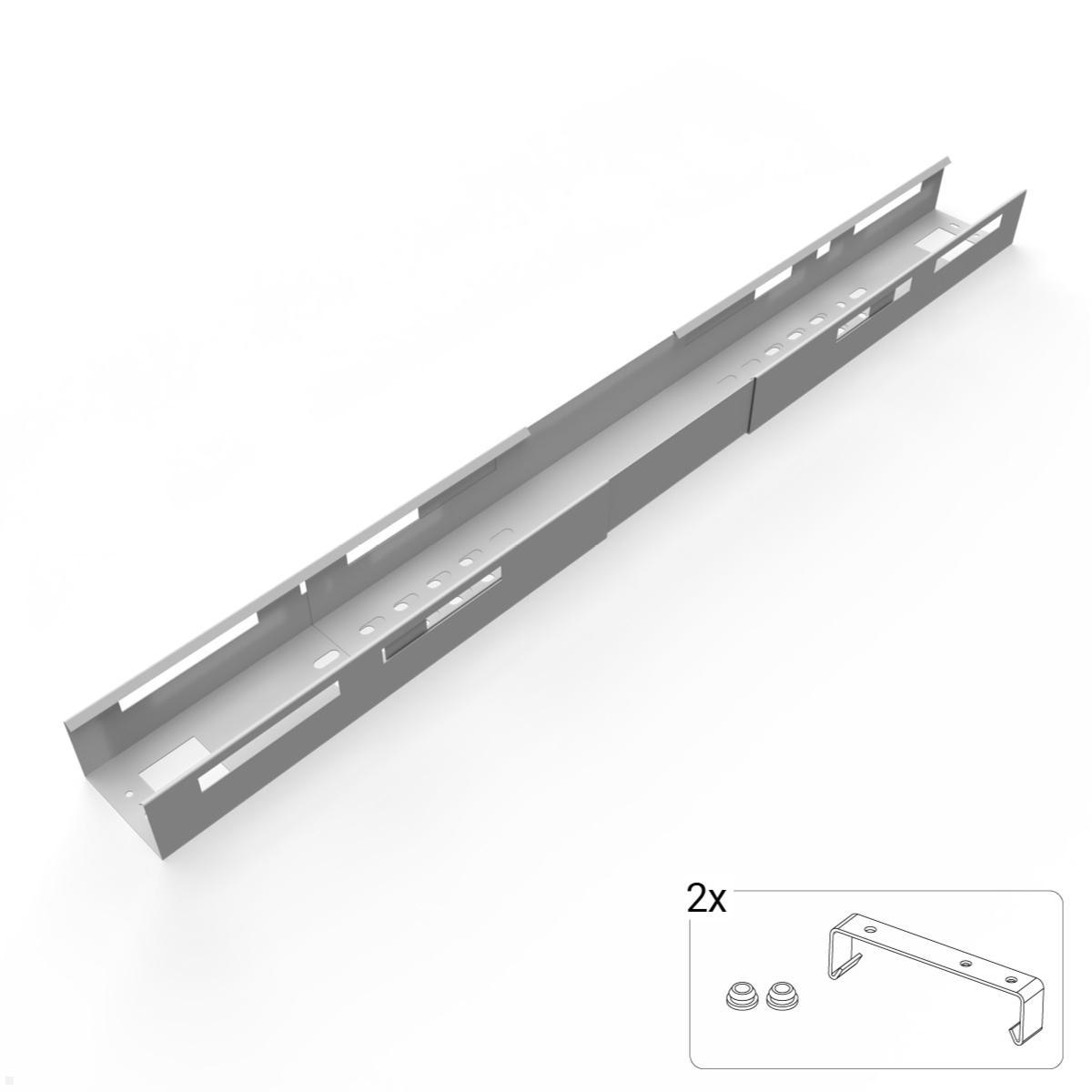 TecLines TKW006S Kabelwanne ausziehbar 1100 - 1700 mm, silber, Klemmhalter