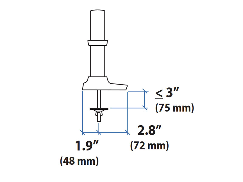 Ergotron Durchschraub Befestigung 98035 für LX Dual Arm Zeichnung