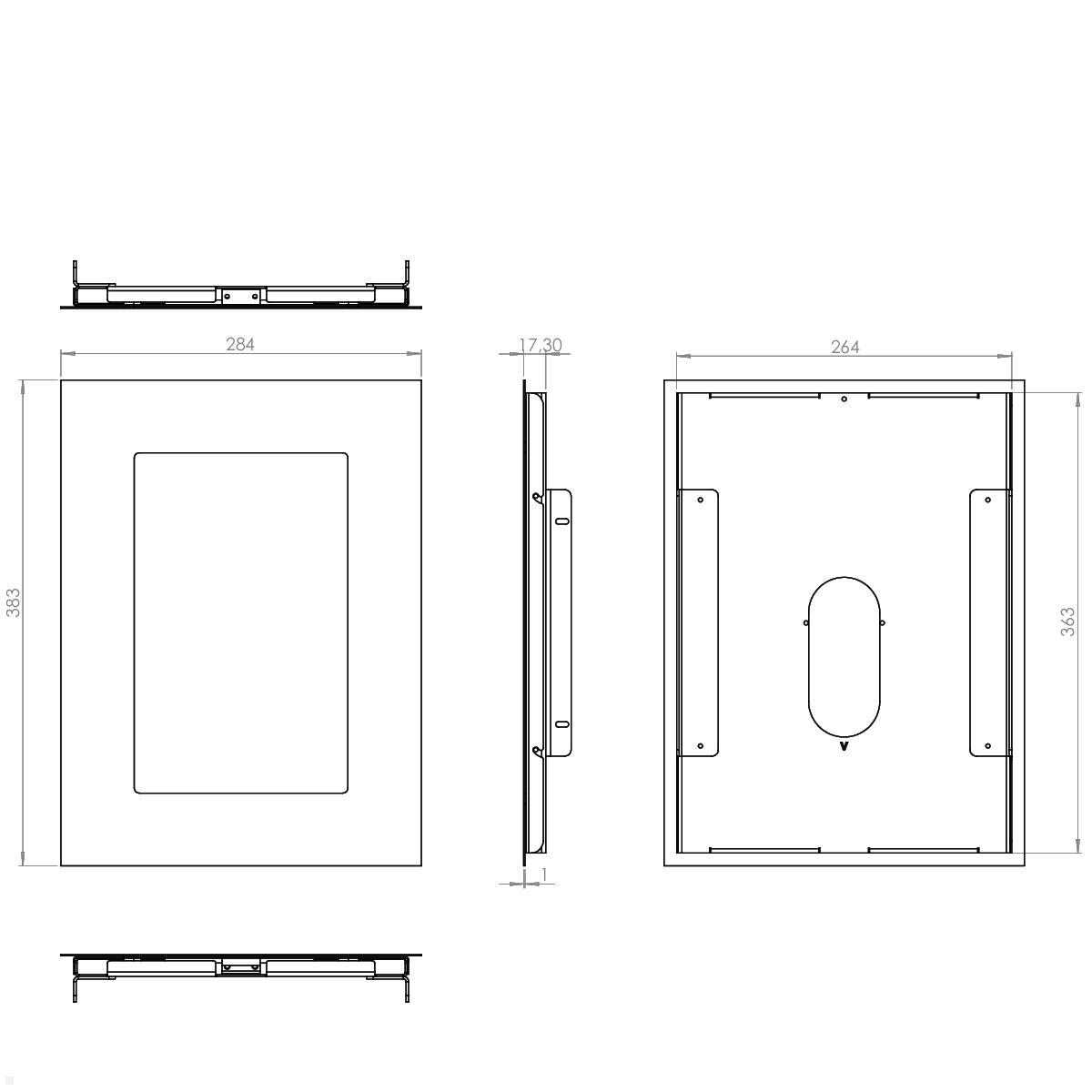 TabLines TWE105W Tablet Wandeinbau für Samsung Tab S8+ 12.4, Zeichnung