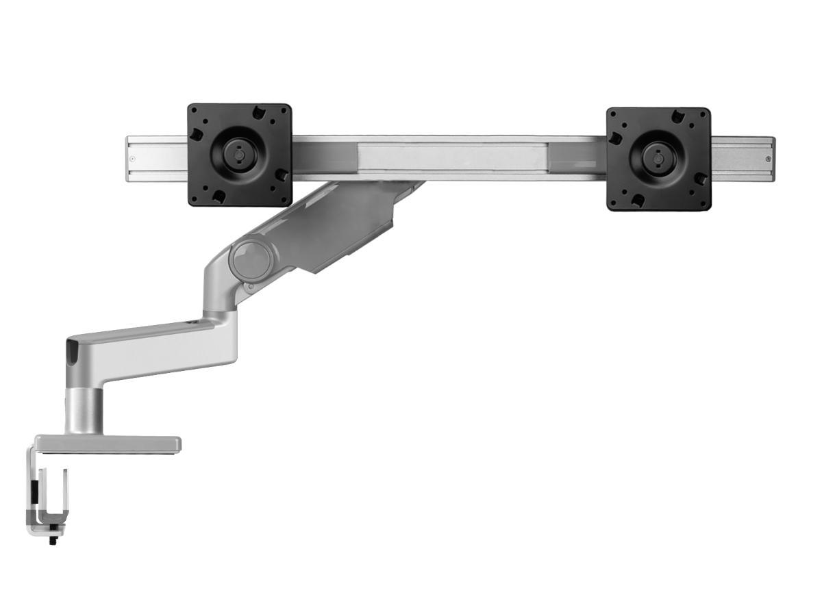 Humanscale M8.1 Dual Monitorhalter für USM Tische, silber Vorderansicht