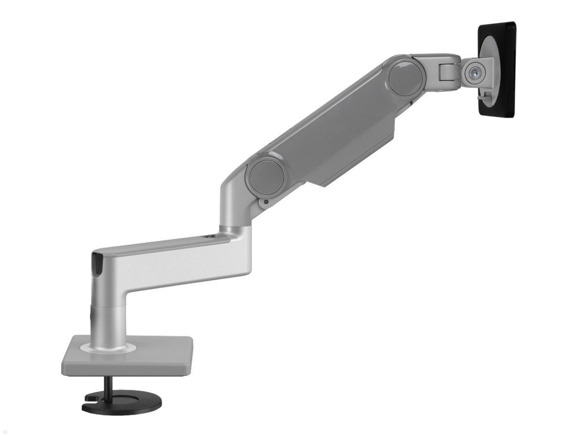 Humanscale M8.1 Monitor Tischhalterung Durchschraub, silber, Seitenansicht