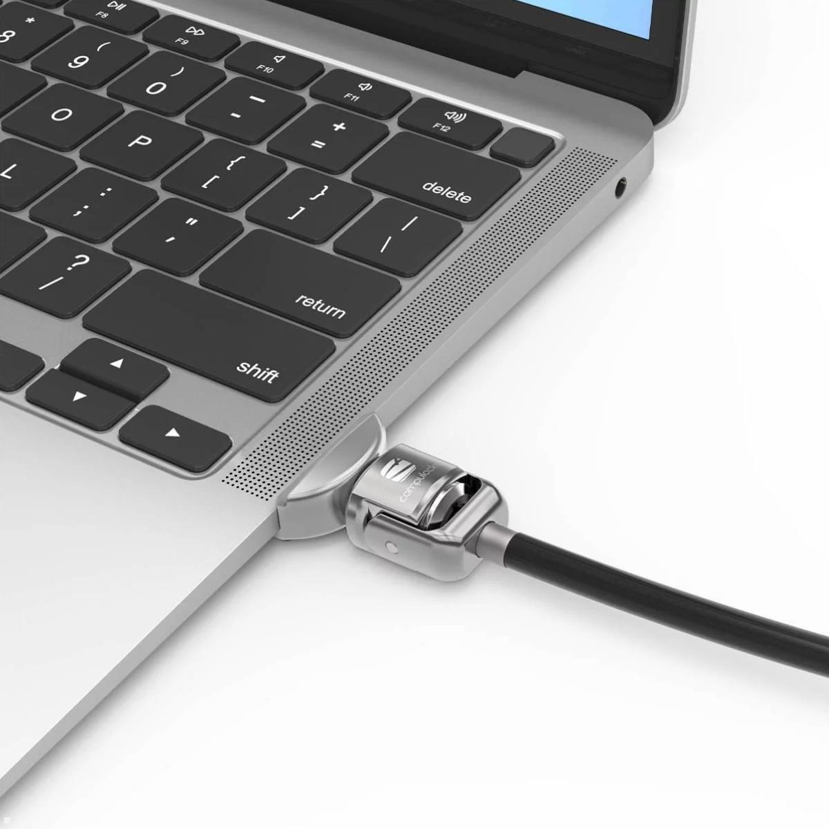 Compulocks Ledge MacBook Air Lock Laptop Adapter mit Kabelschloss Anwendungsbeispiel Anschluss 