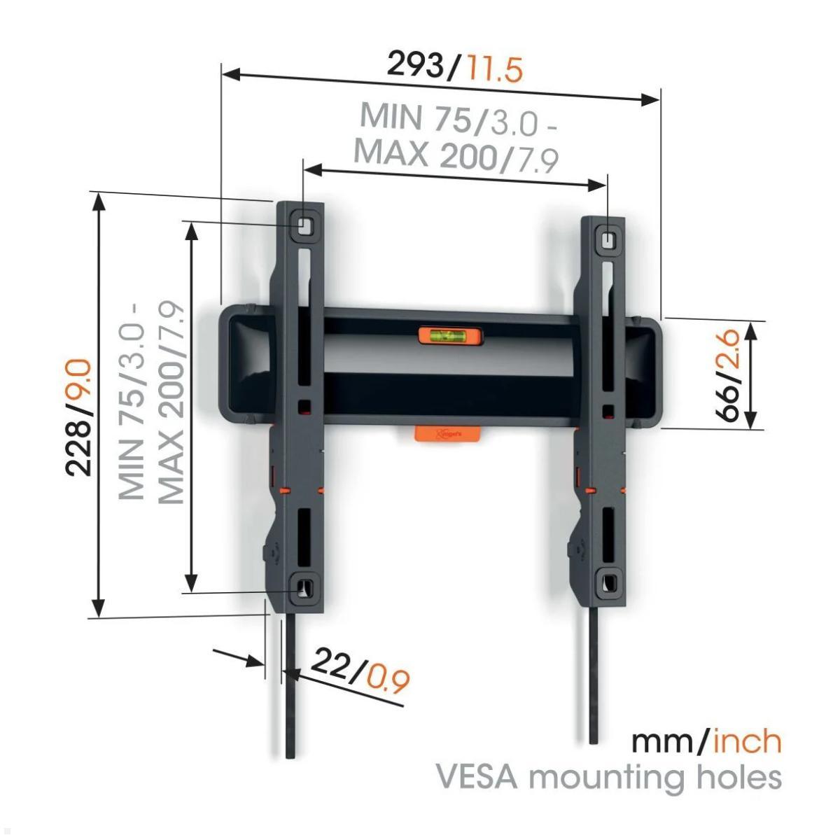 Vogels COMFORT TVM 3205 flache TV Wandhalterung 19 - 50 Zoll, schwarz technische Zeichnung