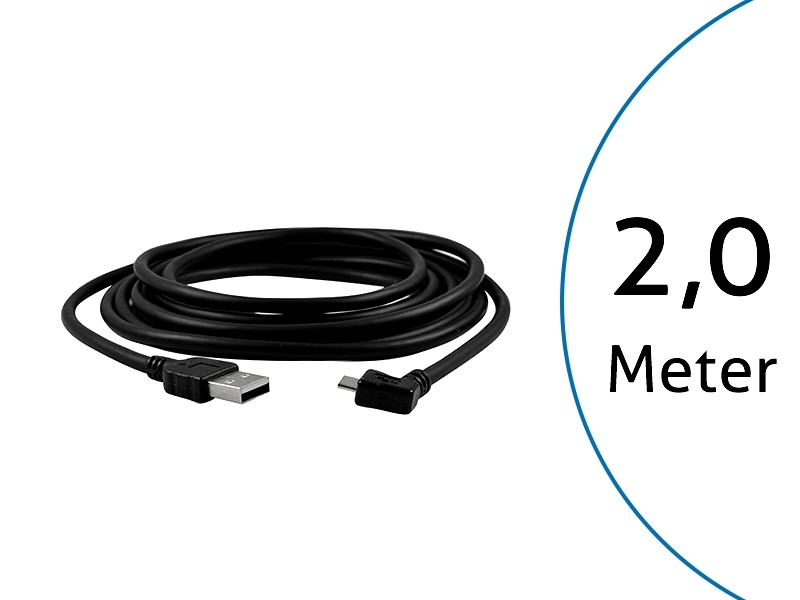 TecLines TUC002B USB Kabel 2m von Micro-B-Stecker 90° gewinkelt auf Typ A Stecker, schwarz