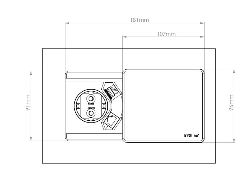 EVOline Square80 1x Schuko mit USB Außenmaße