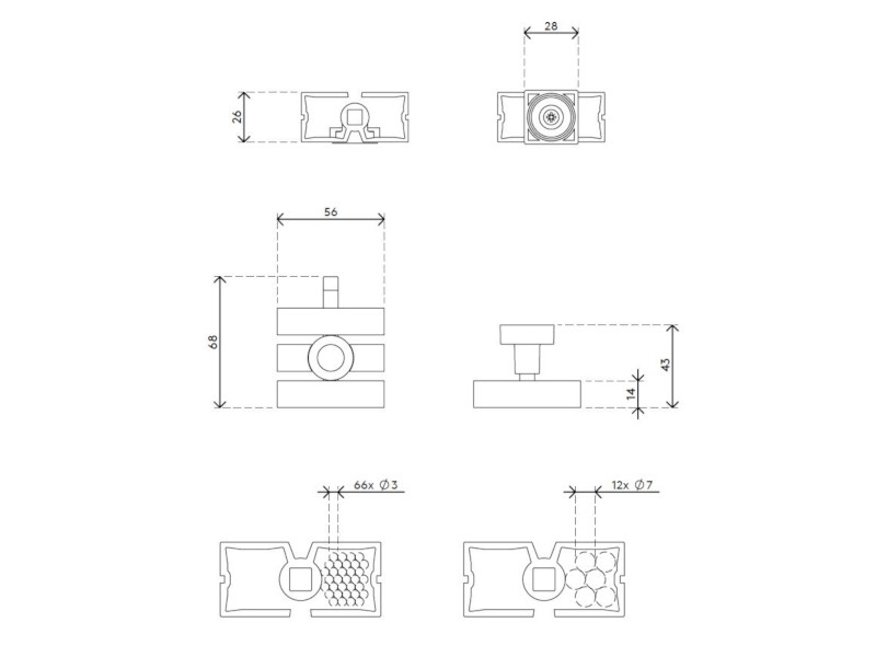 Dataflex Zubehör magnetischer Montagesatz für Kabelwurm, silber (34.382) Maße