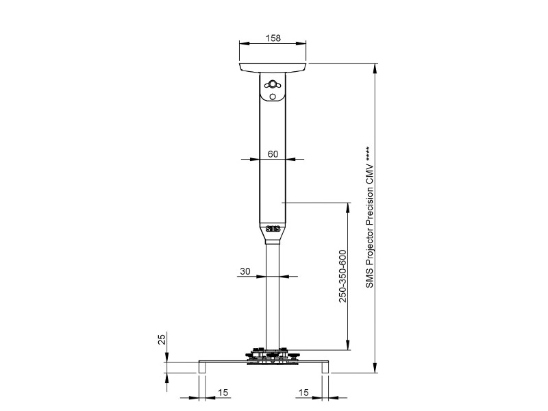 SMS Beamer Deckenhalterung CM V 485-735mm weiß (PP120002) Länge