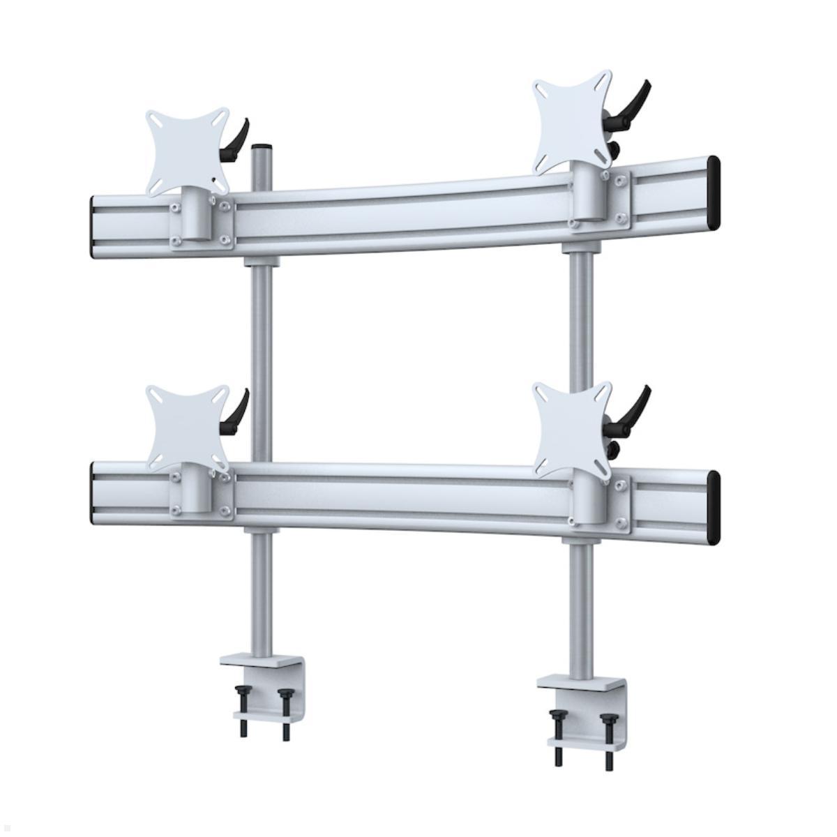 MonLines MTH280G Para 2+2 Monitorhalterung mit Tischklemme bis 32 Zoll, grau für 4 Monitore