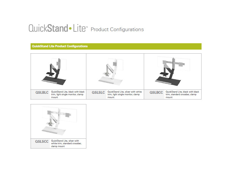 Humanscale QuickStans Lite QSLSLC Steh-Sitz-Halterung Varianten