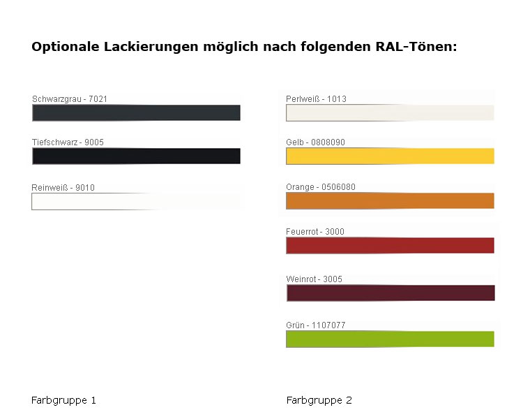 Wissmann color to customer specification (RAL)