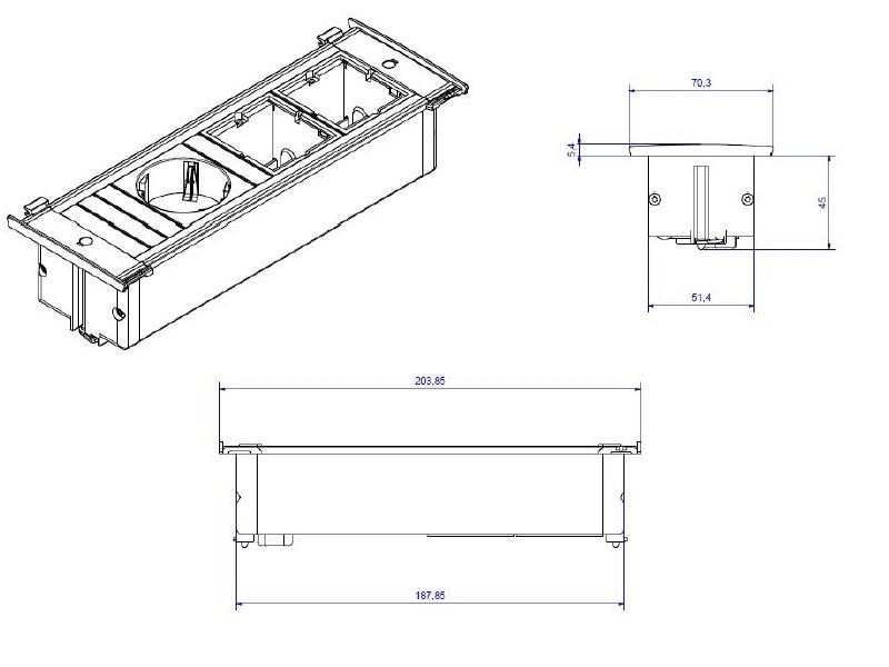 Bachmann KAPSA 1x Steckdose 2x Custom Modul S (927.062) Maße