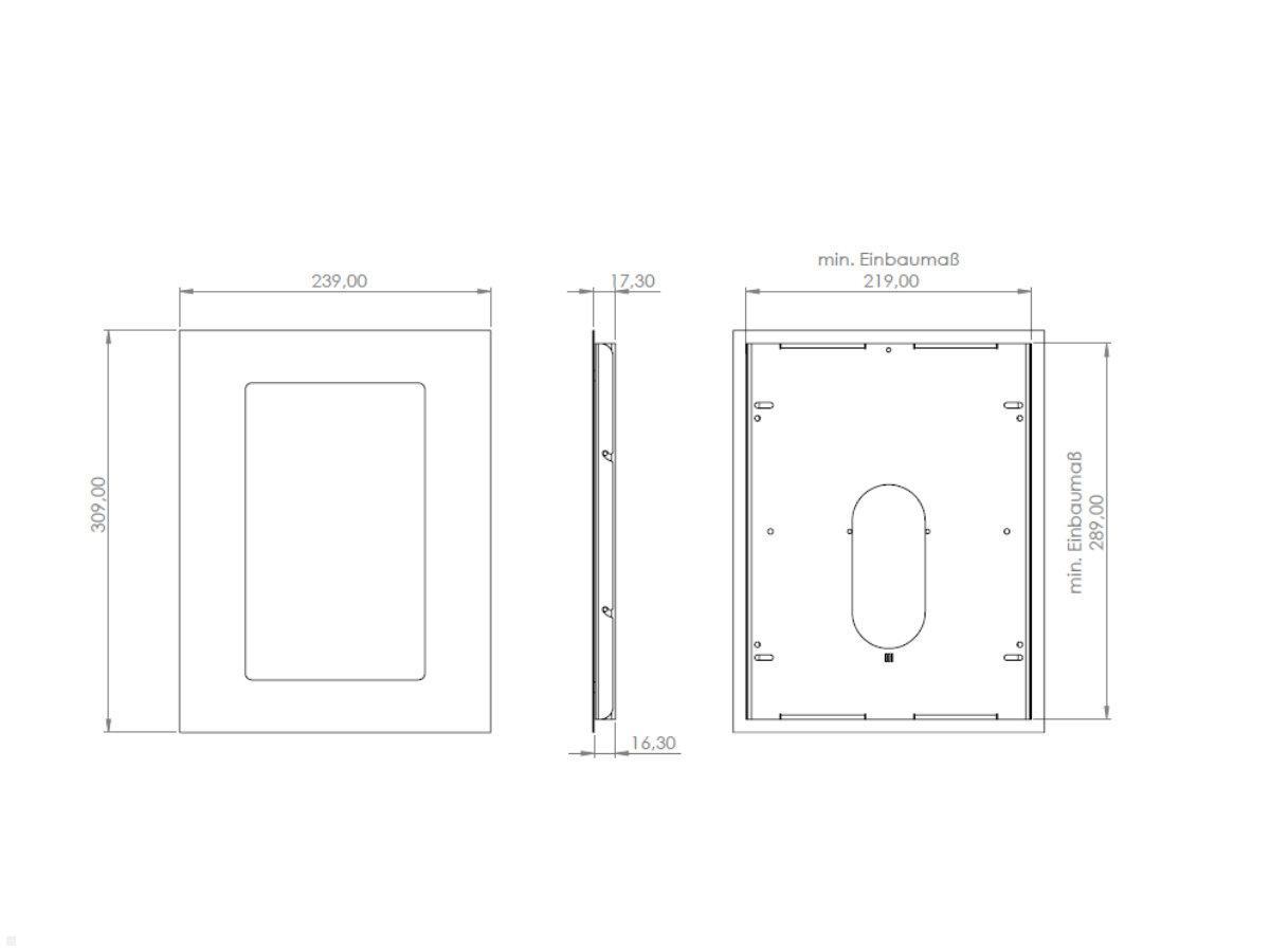 Tablet Wandeinbau Samsung Galaxy Tab A7 10.4 Zoll, silber, Technische Zeichnung