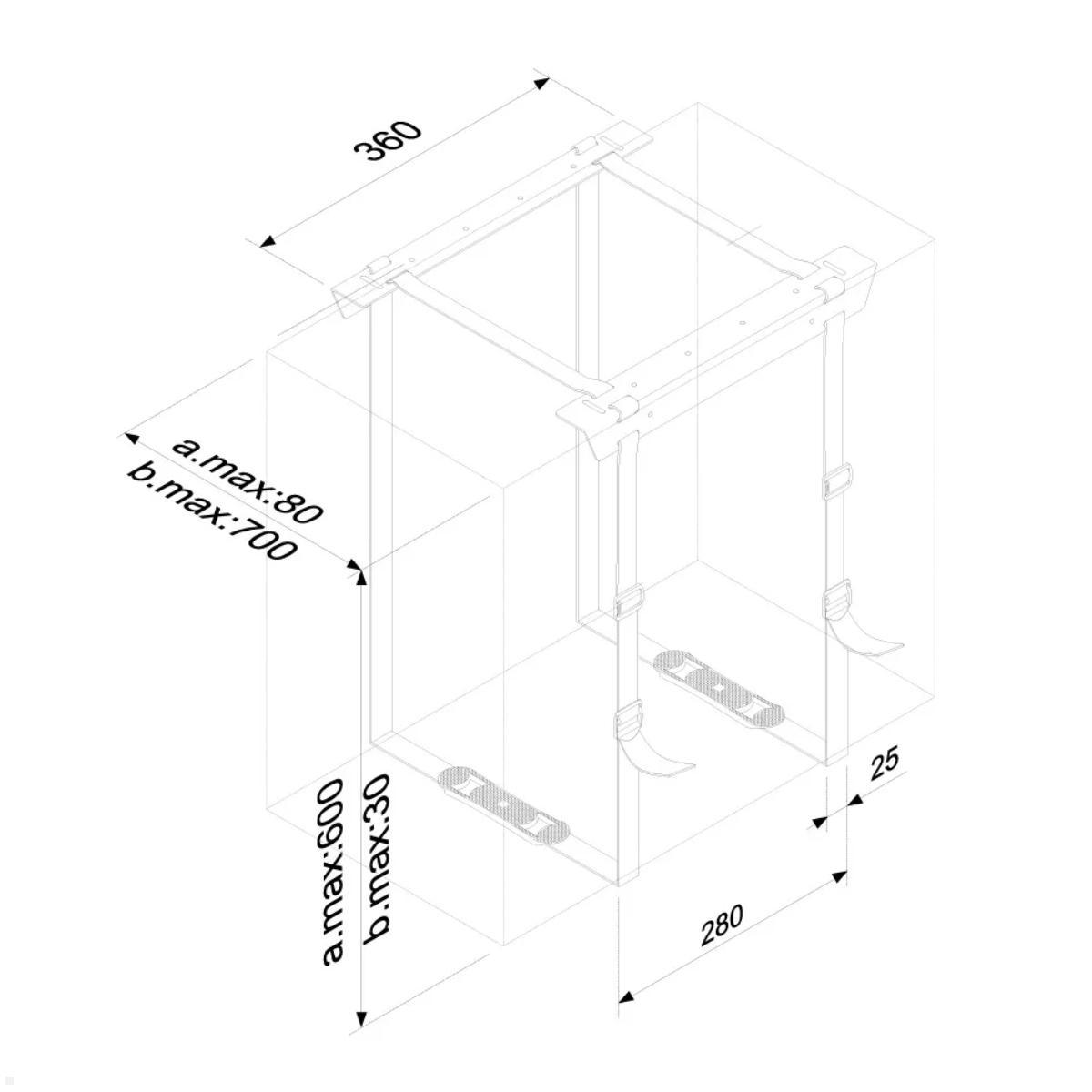 Neomounts CPU-D025BLACK PC Halterung Tisch, schwarz, technische Zeichnung