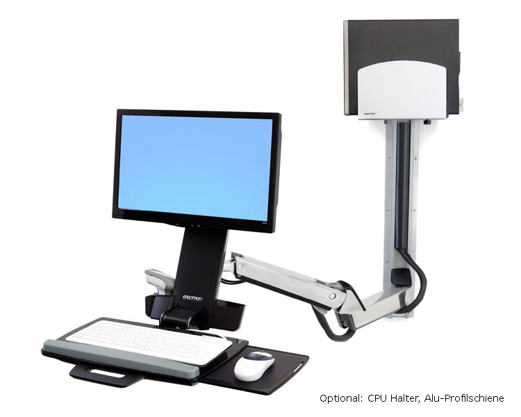 Ergotron StyleView Sit-Stand Combo Monitor Tastatur Wandhalterung (45-266-026), optionales Zubehör