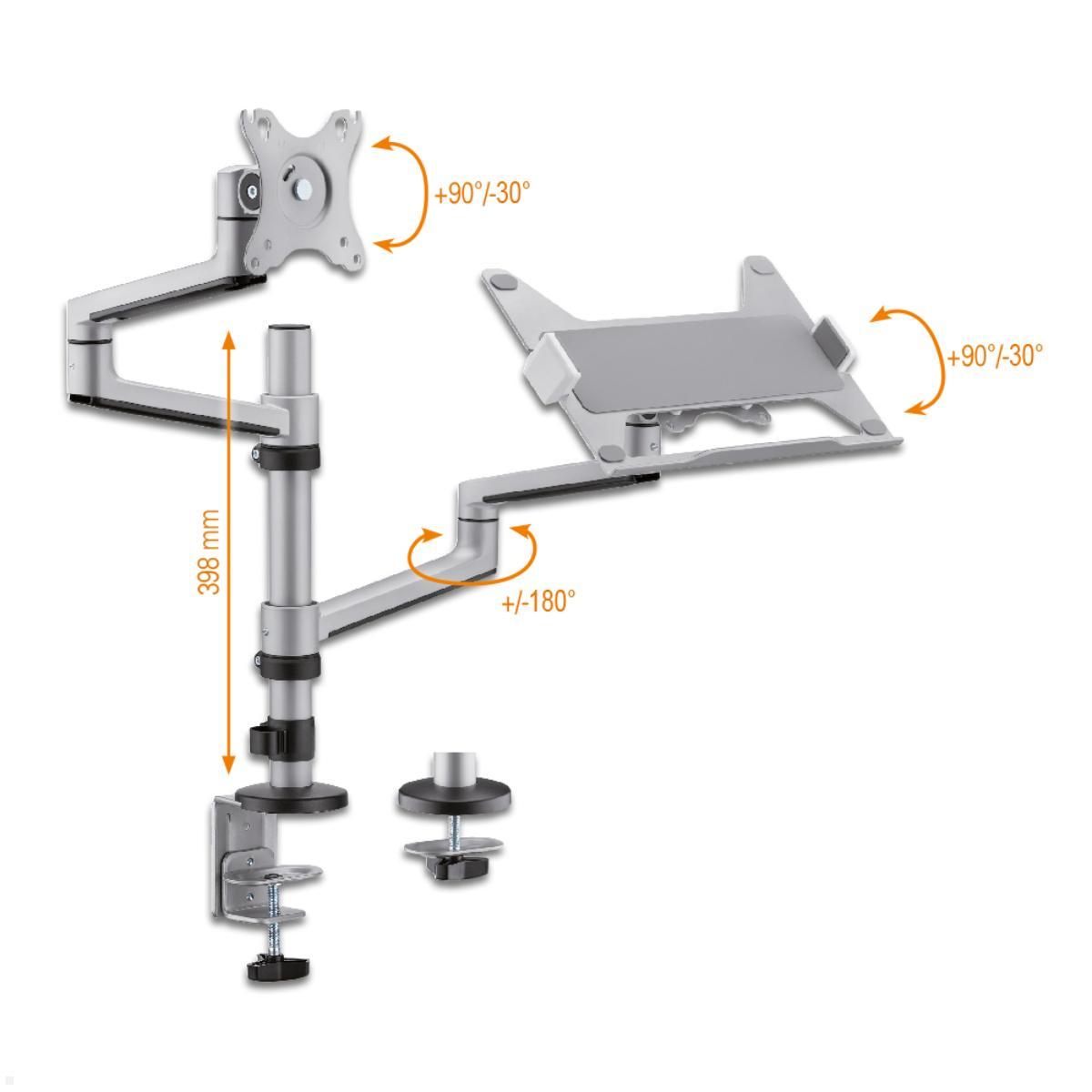 MonLines MTH016S Monitorhalter und Laptop Halterung mit Tischklemme, neigbar, drehbar, höhenverstellbar