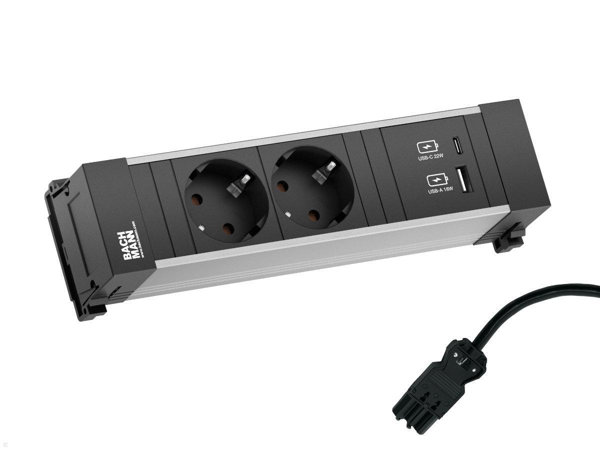 Bachmann Power Frame, 2x Steckdose, 1 USB-C / USB-A Charger (916.501), Zuleitung